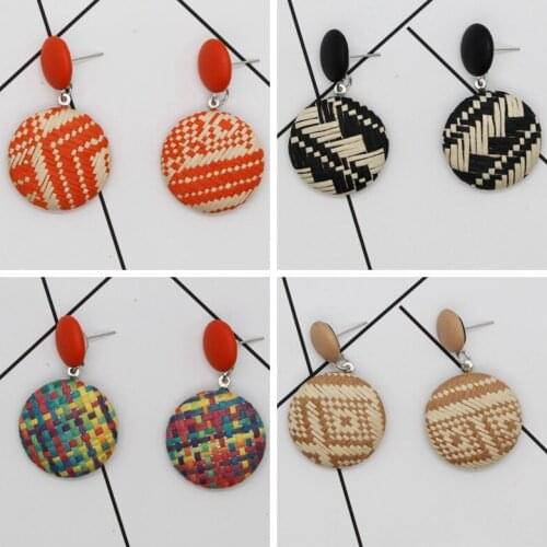 Vintage Round Button Shape Drop Earrings Female Bohemia Round Trendy Large Earrings big Earrings for Women Jewelry Gift