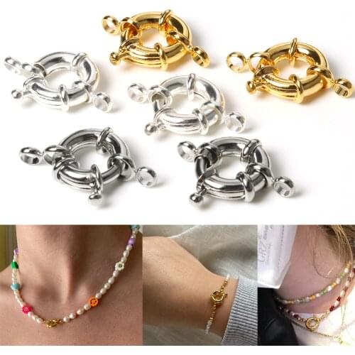 11/13/15mm Gold/Silver Color Round Clavicle Necklace Clasp Copper Sailor Clasp Connector For Jewelry Making Findings Accessories