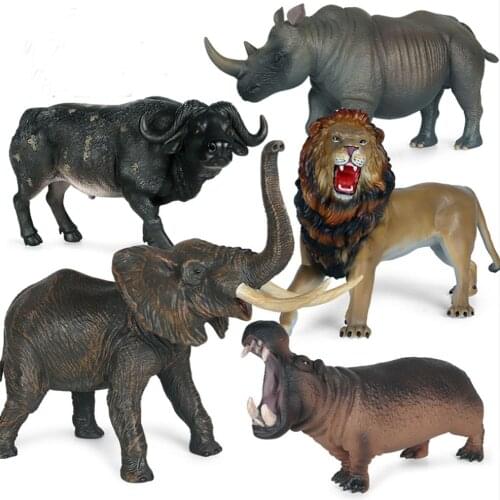 Simulation Animal Model Large Rhinoceros Hippo Lion Elephant Childrens Cognition Hollow Plastic Toy for Boys and Girls