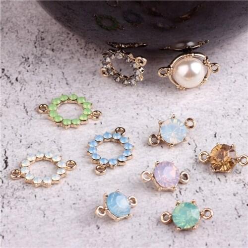 10pcs fashion statement earrings 2020 Pendant Inlaid Protein Double Hanging Circle Pearl Earrings For Women Diy Jewelry Making