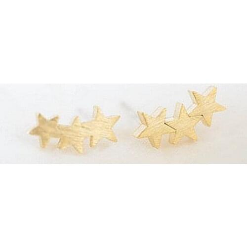 Fashion gold 3star men teens stud earrings