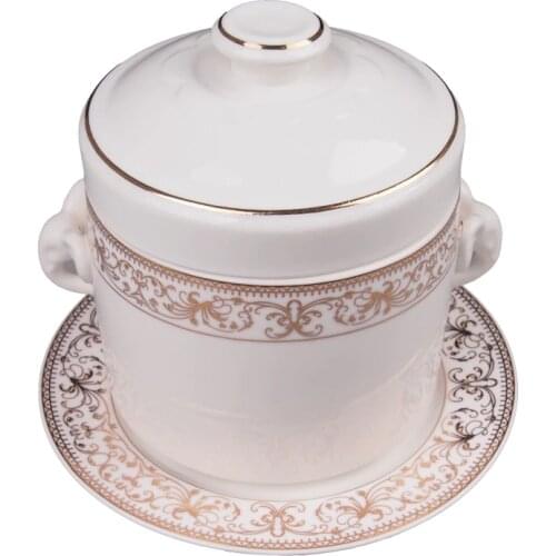 Fashion White Enameled Ceramic Soup Pos Heat-resistant Casseroles Ceramique Stewing Pot Ceramic Cookware Free Shipping