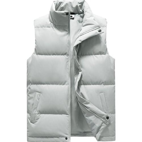 Men Jacket Winter Lightweight Slim Down Cotton Vest Sleeveless Jacket Waistcoat Male Big Size Warm All-Match Coat