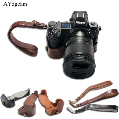 New Pu Leather Camera Case Bag Half Body With Wrist Strap For Nikon Z7 Z6 Camera Bags