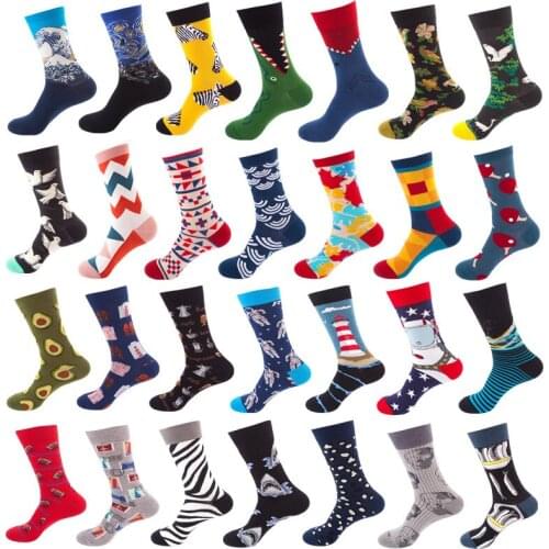 5Pairs/lot Spring New Arrived Happy Socks Men Funny Art BritishStyle Streetwear Hip Hop Designer Crew Socks