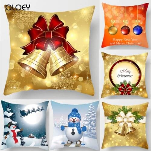 New Year Christmas Santa Pillow Cases Women Men Square Pillow Case Cute Cartoon Pillow Covers Size 45*45cm Home Hotel Decoration