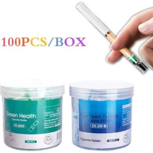 100PCS/box Disposable Smoking Filter Holder Cleaning Container Cigarettes Filters Reduce Tar Filtration Pipe Smoking Accessories