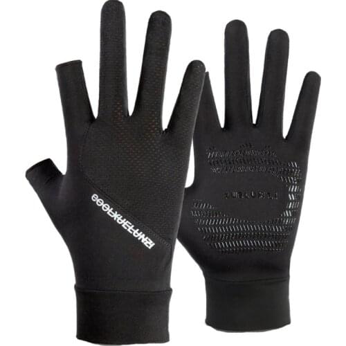 Men Women Summer Anti UV Sunscreen Quick Drying Ice Silk Fishing Sun Mitten Outdoor Sport Fitness Non-slip Cycling Glove F1