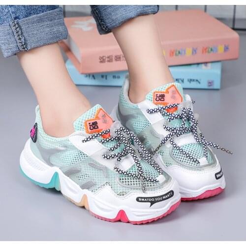 Hot Girls Summer Casual Mesh Shoes Baby Non-slip Color Sole Sports Shoes Elementary Middle School Students Shoes Girl Shoe Kdis