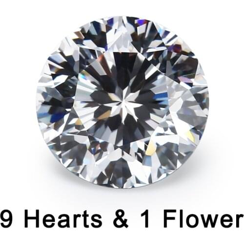 Size 4mm~10mm 9 Hearts And 1 Flower Round White Cubic Zirconia Loose Stones CZ Stone Wholesale Price