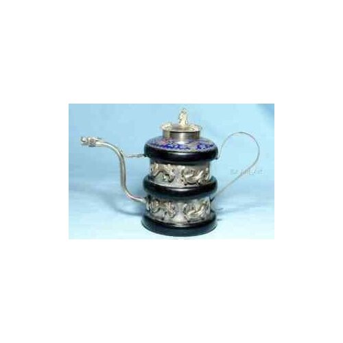 Crafts Arts Tibetan Silver TIBET SILVER LEOPARD TEA POT MONKEY LID tools wedding Decoration Brass