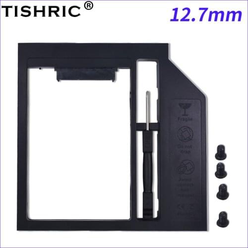 TISHRIC 12.7mm 2nd Hdd 2.5 HDD HD SSD Enclosure SATA3.0 Caddy External Hard Disk Drive Box For Laptop CD-ROM DVD-ROM Optical Bay