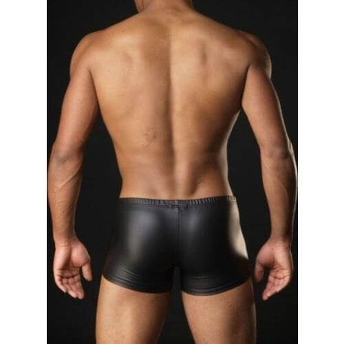 New 3 color Boxers Men Sexy Underwear Faux Leather Latex Boxer Shorts Elastic Stretchable Undershorts Erotic Panties Top Quality