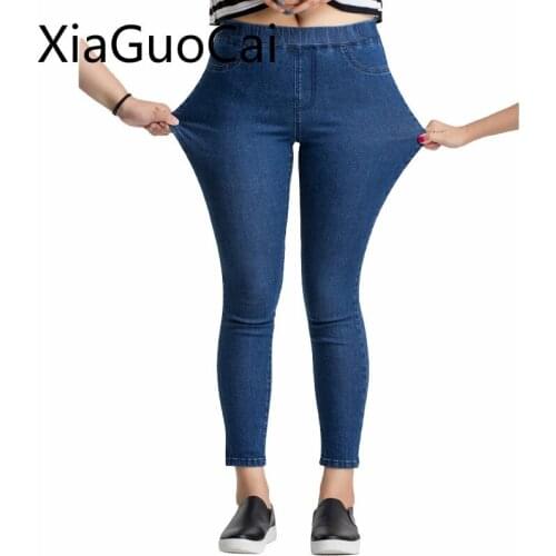 Plus Size 4xl 5xl 6xl Blue Women Demin Jeans Student Slim Stretch Cotton Trousers Casual Jeans Pants Drop Shipping Lu2 35
