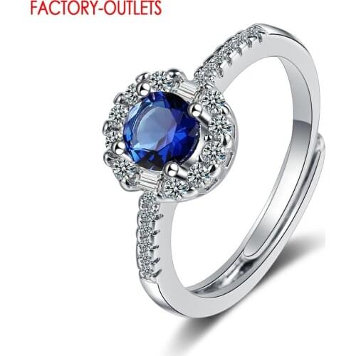 Radiant Blue AAA Zircon Authentic Sterling Silver 925 Ring For Women Fashion Wedding Engagement Gift Fine Jewelry Accessories