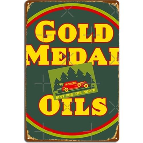 Gold Medal Oils Metal Signs Wall Mural pub Garage Design Wall Decor Tin sign Posters