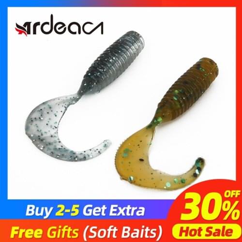 Ardea Soft Lures Silicone Bait 38mm 0.6g Artificial Curly Swimbait jigging tail bass Double Color Baitfishing Fishing Tackle