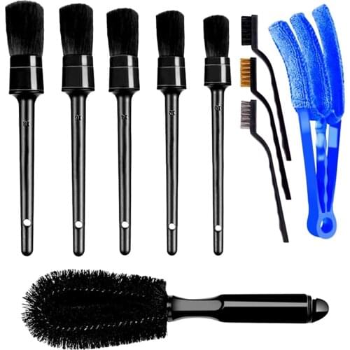 10x Car Automotive Detailing Brush Kit Wheel Engine Clean Brush Scratch-Free
