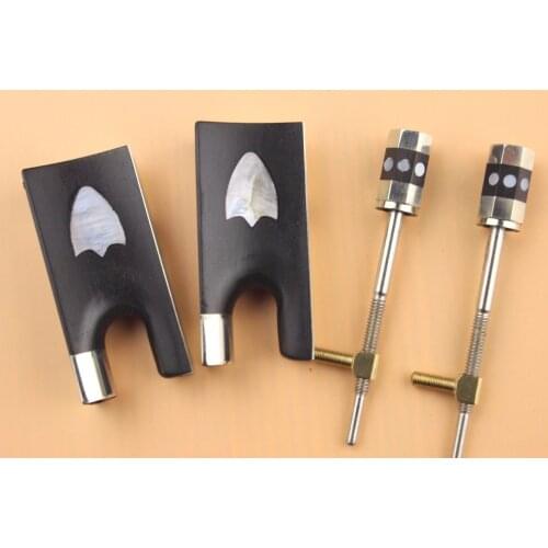 2 set top ebony violin bow frog screw 4/4 full size nickel silver violin parts