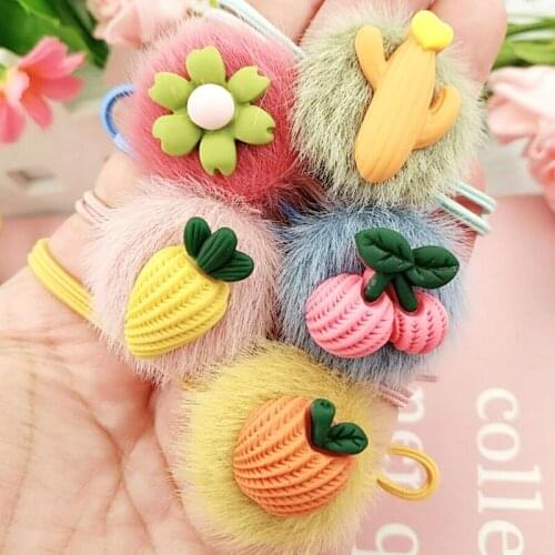 200pcs/lot DIY Simple Multi Plush Hair Bulb Plants Cactus Rubber Band Elasticity Hair Bands Styling Tools Accessories HA1620