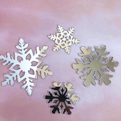 4pcs Merry Christmas Cake Topper Silver White Snowflake Acrylic Cake Topper For 2021 Christmas Xmas Party Cake Decorations