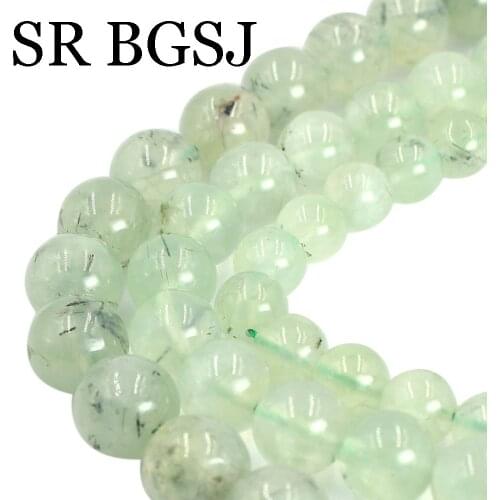 Free Ship BGSJ 4 6 8 10 12mm Natural Gemstone Stone Round Jewelry Making 3A Prehnite DIY Beaded Beads 15"
