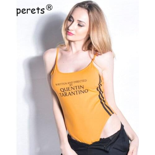 Bodysuit Women QUENTIN TARANTINO Letter Print Sexy Slim Sleeveless Bandage Body Feminino Rompers Overalls Sexy Bodycon Jumpsuit