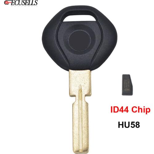 Transponder Remote Key Shell Case Car Key Housing HU58 Uncut Blade 4 Track with/no ID44 Chip for BMW 3 5 7 8 Series Z3 Z8 M5 X5