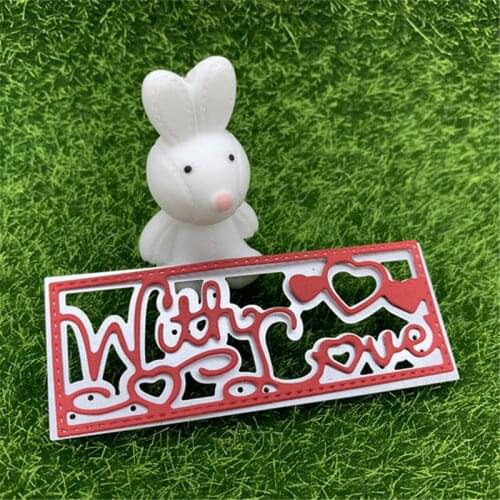 Rectangular border love and letters hand embossed DIY album scrapbook greeting card decoration metal cutting mold