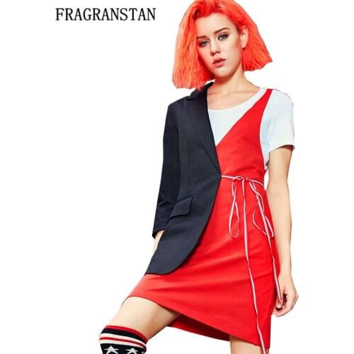 Hot New Women Fashion England Style Dress Patchwork Fake Two Pieces Round Collar Short Sleeve Belt Ladies Sexy Mini Dress GH162
