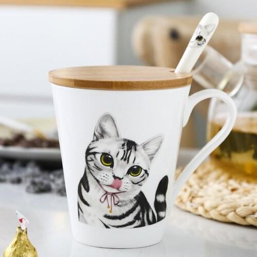 American Shorthair Cat Creative Ceramic Cup Large-Capacity Water Cup Cartoon Mug Couples Cups Coffee Milk Cup