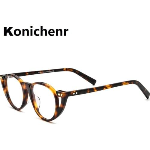 Konichenr Fashion Acetate Cat Eye Glasses Frame Women and men Optical Eyeglasses Frames Prescription Eyewear Transparent 9164