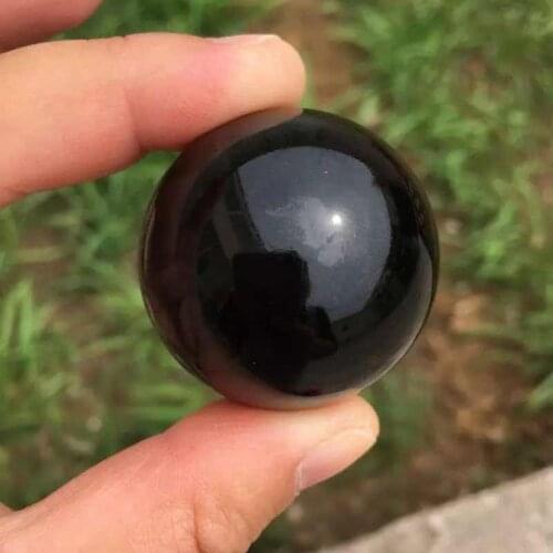 MOKAGY Natural Black Obsidian Quartz Gemstone Crystal Sphere Ornaments 40mm 1pc