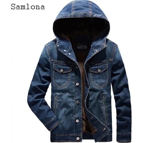Plus Size 4xl Men Fashion Hooded Demin Jackets Sexy Mens Clothing 2021 Single Breasted Top Jean Outerwear Autumn Male Streetwear