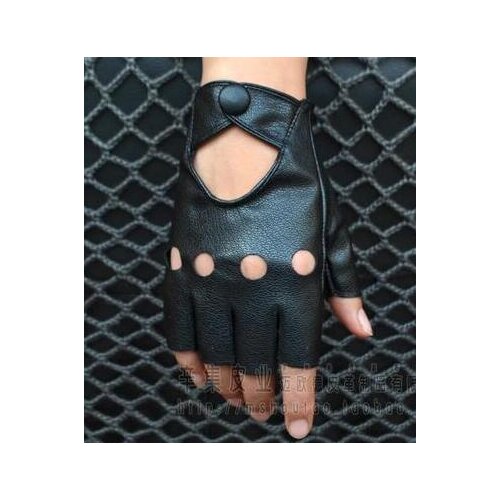 Men and womens Semi-finger motorcycle gloves mens half finger PU leather lovers fingerless gloves sexy cut out gloves TB040
