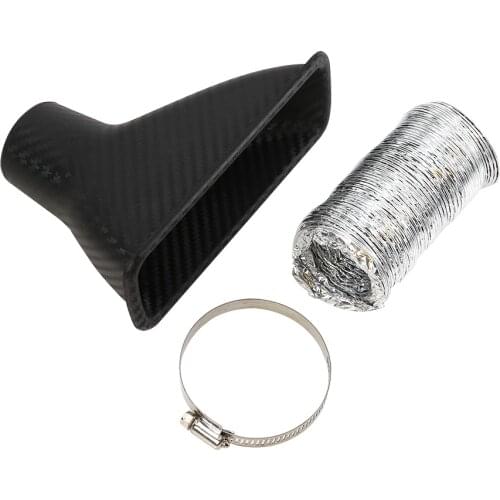 New Car Front Bumper Turbo Air Intake Pipe Carbon Fiber Look Turbine Inlet Pipe Air Funnel Kit Auto Cold Air Intake System Kit