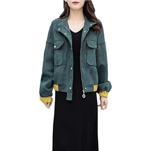 New Fashion Women jacket Autumn Loose Plus size Coat Elegant Spring Female Office Jacket Standing collar Long sleeve Coats OK559