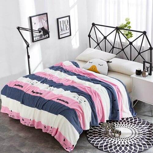 New Pink Cat Plaid Flannel Fleece Blankets Soft Throw On the Bed Coperta Cobertor sofa/Bedding/Plane/TV Travel Sofa Cover Quilts