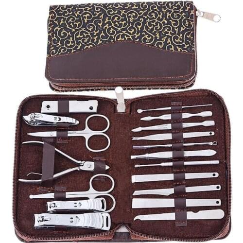 New style new colors Zipper bag nail clippers set nail tools carbon steel 18pcs/set