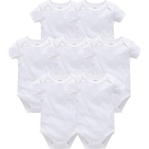 Kavkas Solid Baby Bodysuit White 100% Cotton Boy Girl Clothes 0-24 Months Short Sleeve Summer Soft Jumpsuit