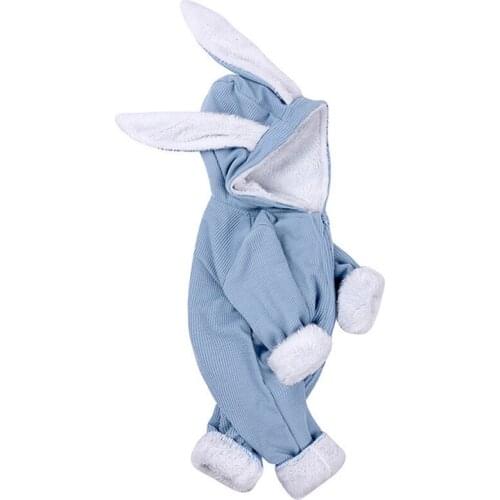 Autumn Winter Newborn Boy Girl Clothes Cute Rabbit Ears Baby Siamese Robe Plus Velvet Baby Clothing Romper