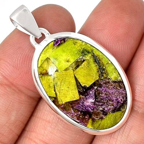Genuine STICHTITE Pendant 925 Sterling Silver, Total Length : 41.3 mm, AP7094