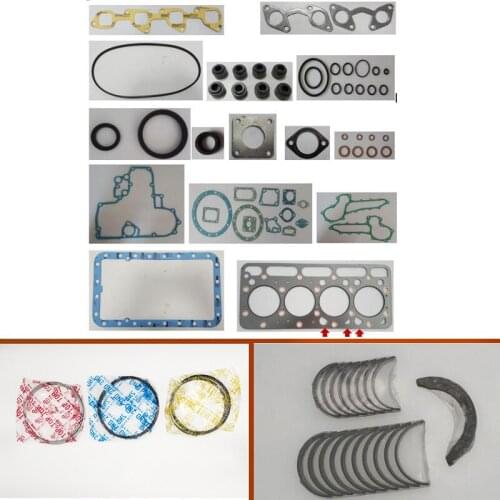 Complete repair Overhaul engine full gasket set kit crankshaft connecting rod bearing piston ring for Kubota engine: V1903