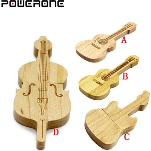POWERONE USB 2.0 Wood Guitars style usb flash drive music pen drive 4gb 16gb 32gb 64gb memory stick pendrive free custom logo