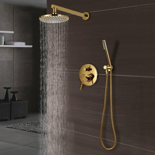 Luxury Golden Brass Shower Set Modern Wall-Mounted Ceiling Shower System Home Hotel Bathroom Water Saving Faucet Shower