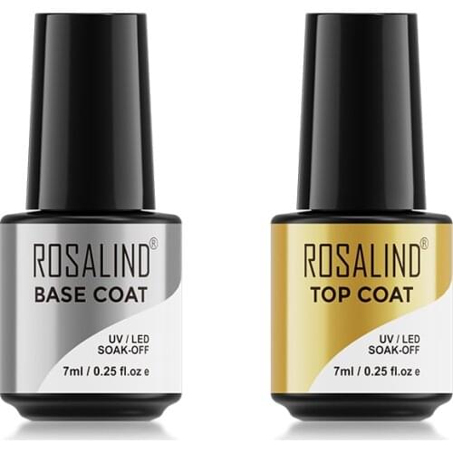 ROSALIND Gel Polish Set 2Pcs/set Base & Top Coat Sock Off UV/LED Lamp Keep Your Nails Bright And Shiny For A Long Time
