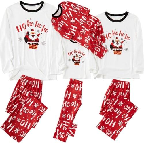 Christmas Family Matching Pajamas Sets Dad Mom Kid Cartoon Santa Claus Printed Sleepwear Homewear
