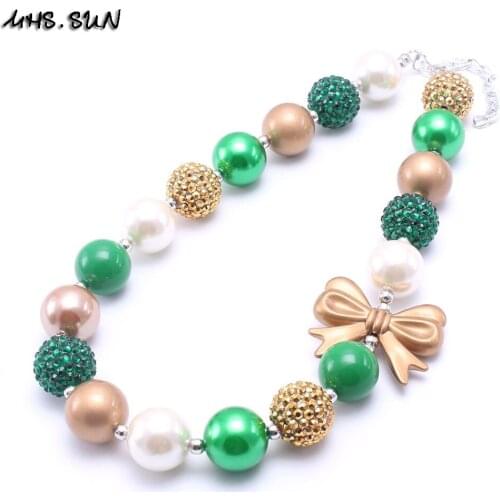 MHS.SUN Christmas Style Kids Girls Beads Necklace Fashion Chunky Bubblegum Necklace For Child Handmade Festival Jewelry