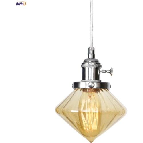 IWHD Champagne Glass Diamond LED Pendant Lights Creative Nordic Hanging Lamp Switch Vintage Industrial Lamp Retro Hanglamp