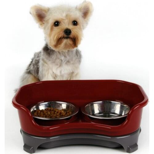 Pet Supplies Anti-Dog Food Fall Table Cat Double Bowl Teddy Food Basin Dog Stainless Steel Rice Bowl Pet Bowl 5